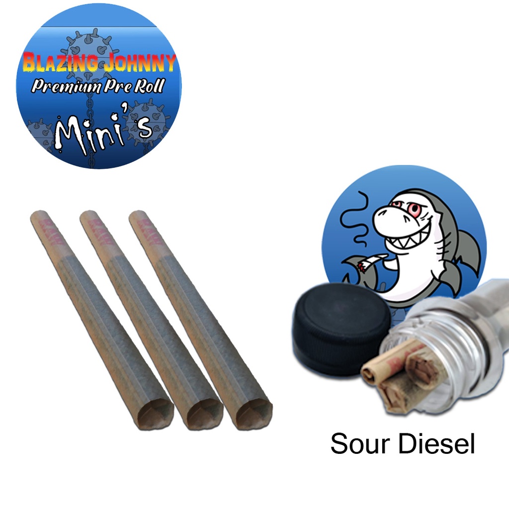Blazing Johnny Premium Pre-Rolls - Mini's - Greenhouse - Sour Diesel (Sativa) 3's
