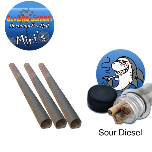 Blazing Johnny Premium Pre-Rolls - Mini's - Greenhouse - Sour Diesel (Sativa) 3's