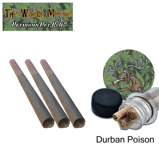 Wacky Moose Premium Pre-Rolls - Mini's - Indoor - Durban Poison (Sativa) 3's