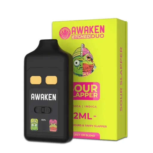 Awaken® Etched DUO Disposable Vape 2ml - Sour Slapper Duo (Indica 1ml + Indica 1ml)