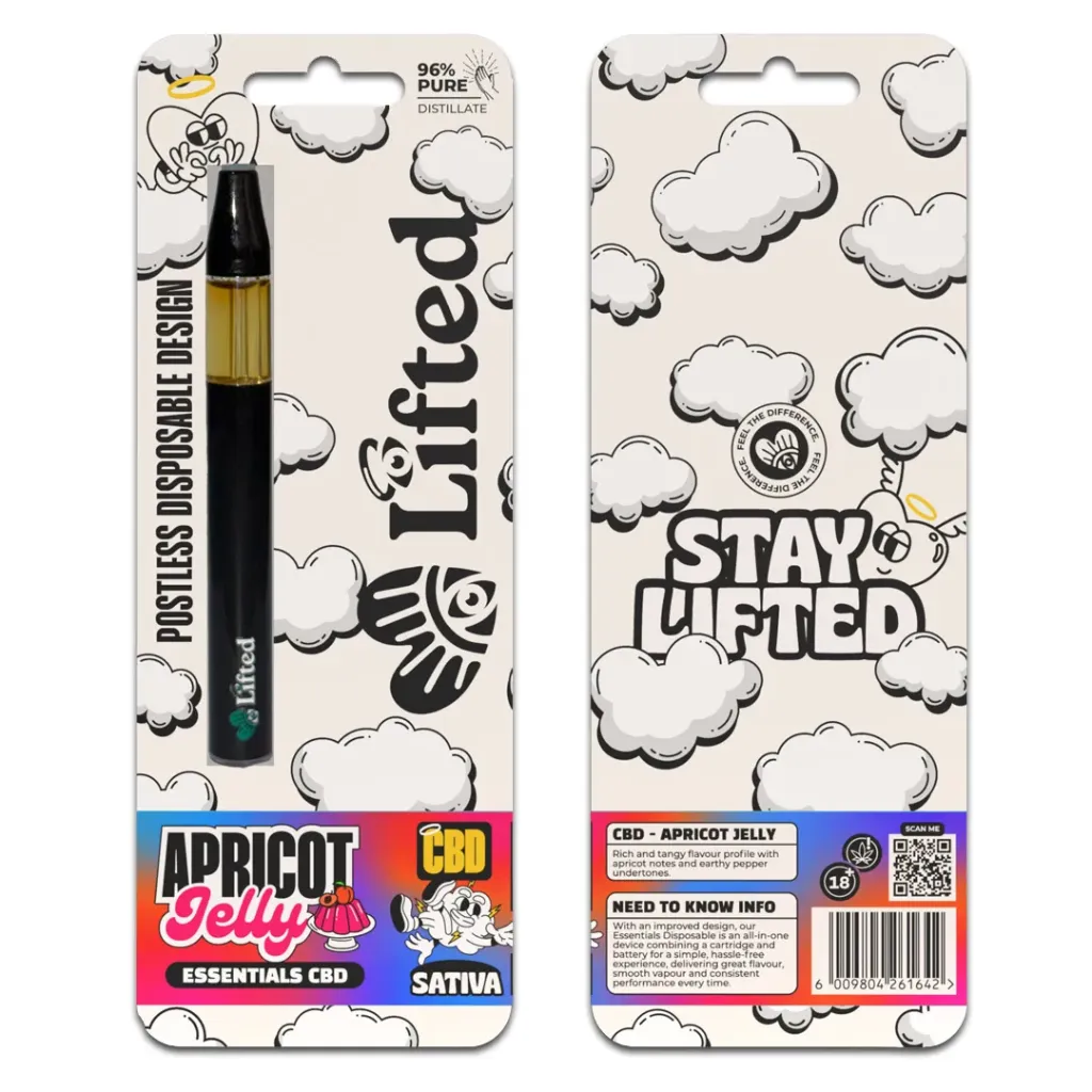 CBD Distillate Disposable Vapes 1ml - Apricot Jelly (Sativa)