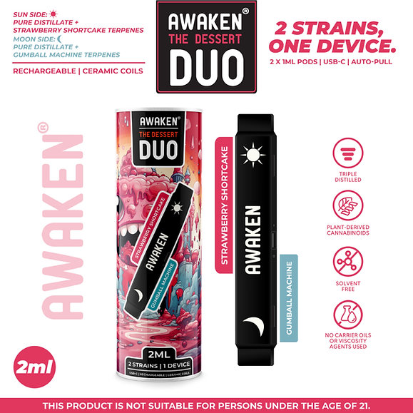 Awaken DUO™ Disposable Vape 2ml - Dessert (Strawberry Shortcake/Gumball Machine)