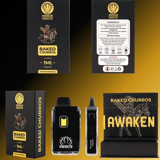 Awaken® Etched Disposable Vape 1ml - Baked Churros (Hybrid)